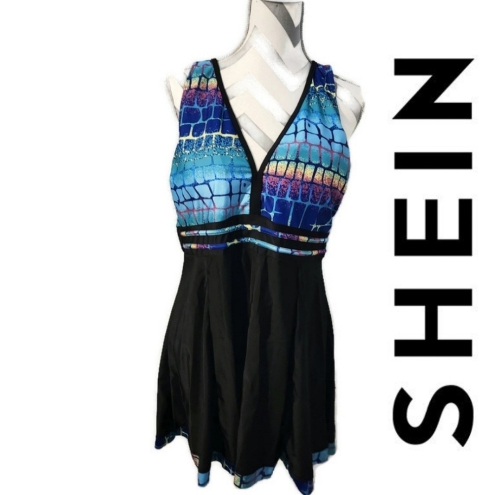 NWOT Shein Plus Size Tankini Mermaid Design Two Piece Swimsuit 4XL